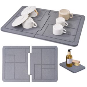 Large Stone Dish Drying Mat for Kitchen Counter, 2PCS Stone Drying Mat for Kitchen Counter